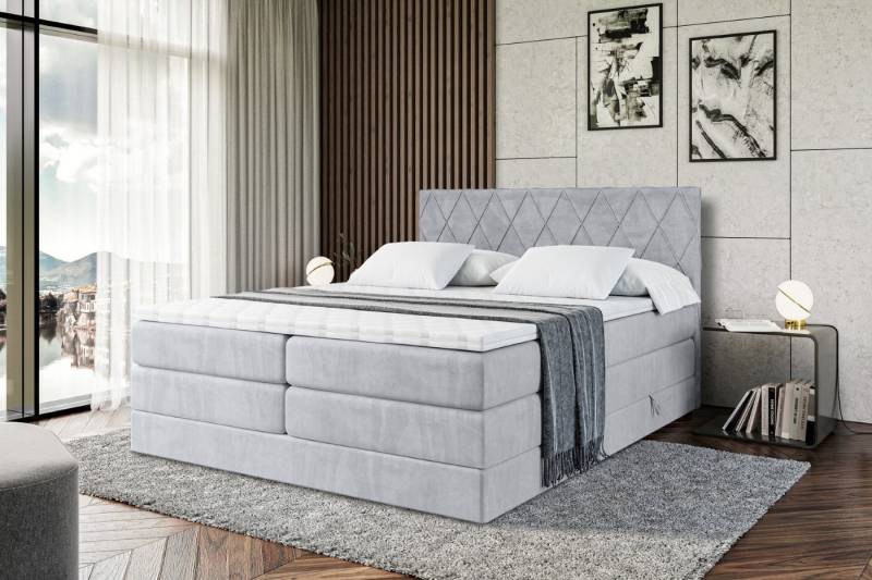 ALTDECOR Boxspringbett LEPARO KING (mit Matratze und Lattenrost Topper Polsterbett mit Bettkasten Boxbett), H4 Multipocket, H3 Bonellfederung, Doppelbett Springboxbett von ALTDECOR