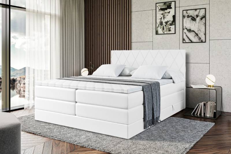 ALTDECOR Boxspringbett LEPARO KING (mit Matratze und Lattenrost Topper Polsterbett mit Bettkasten Boxbett), H4 Multipocket, H3 Bonellfederung, Doppelbett Springboxbett von ALTDECOR
