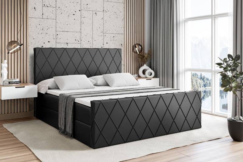 ALTDECOR Boxbett LEPARO-Z (mit Matratze Lattenrost Topper Polsterbett mit Bettkasten Doppelbett), H4 Multipocket / H3 Bonellfederung, Springboxbett Boxspringbett von ALTDECOR