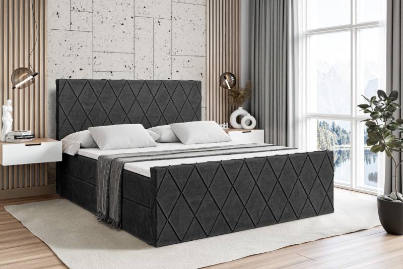 ALTDECOR Boxbett LEPARO-Z (mit Matratze Lattenrost Topper Polsterbett mit Bettkasten Doppelbett), H4 Multipocket / H3 Bonellfederung, Springboxbett Boxspringbett von ALTDECOR