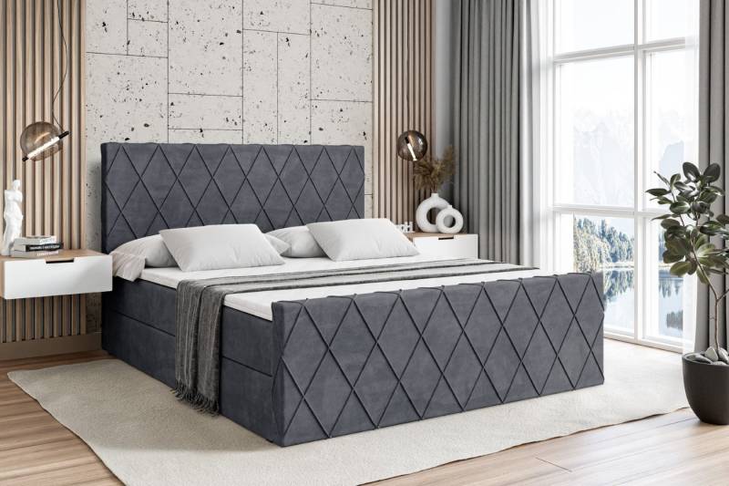ALTDECOR Boxbett LEPARO-Z (mit Matratze Lattenrost Topper Polsterbett mit Bettkasten Doppelbett), H4 Multipocket / H3 Bonellfederung, Springboxbett Boxspringbett von ALTDECOR