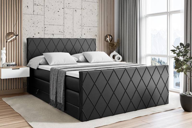 ALTDECOR Boxspringbett LEPARO-Z KING (mit Matratze und Lattenrost Topper Polsterbett mit Bettkasten Boxbett), H4 Multipocket, H3 Bonellfederung, Doppelbett Springboxbett von ALTDECOR