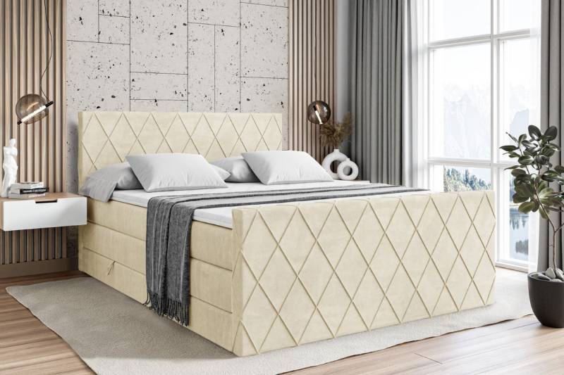 ALTDECOR Boxspringbett LEPARO-Z KING (Multipocket-Matratze H4 und H3 Matratze Bonellfederung Topper Kopfteil) von ALTDECOR