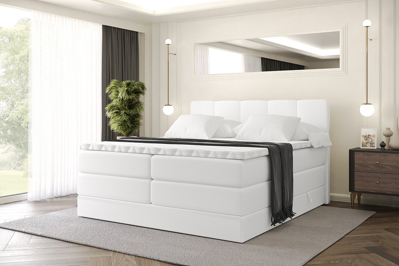 ALTDECOR Boxspringbett LIRO KING (Multipocket-Matratze H4, H3 Matratze Bonellfederung, Topper, Kopfteil) von ALTDECOR
