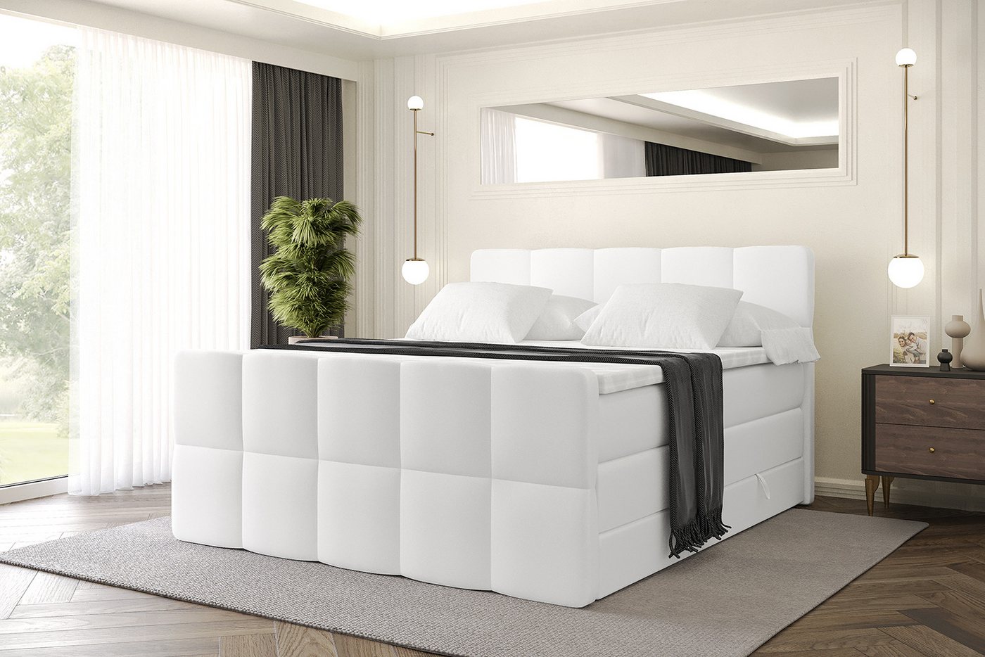 ALTDECOR Boxspringbett LIRO-Z KING (Multipocket-Matratze H4, H3 Matratze Bonellfederung, Topper, Kopfteil), Doppelbett mit Fußteil von ALTDECOR