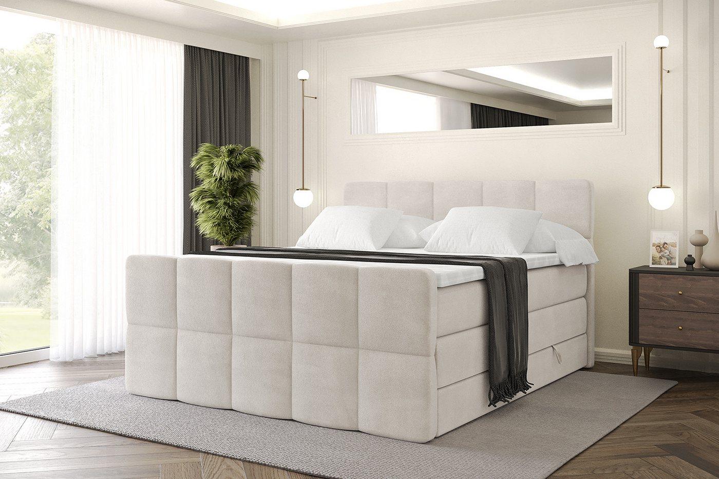 ALTDECOR Boxspringbett LIRO-Z KING (Multipocket-Matratze H4, H3 Matratze Bonellfederung, Topper, Kopfteil), Doppelbett mit Fußteil von ALTDECOR
