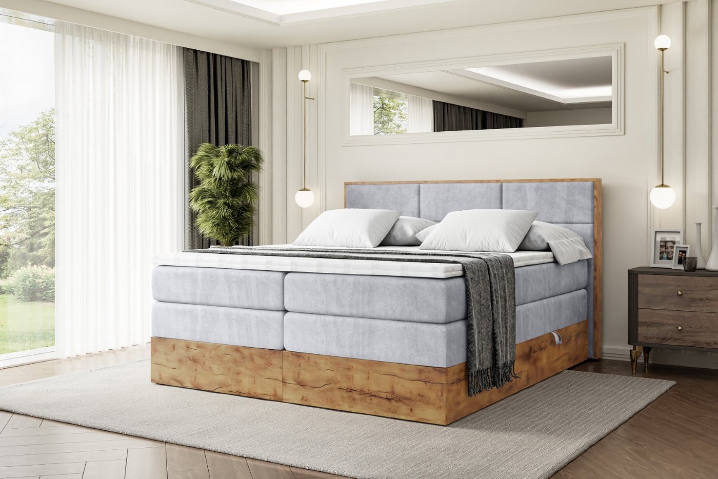 ALTDECOR Boxspringbett LOLLI1 KING (Multipocket-Matratze H4, H3 Matratze Bonellfederung, Topper, Kopfteil) von ALTDECOR
