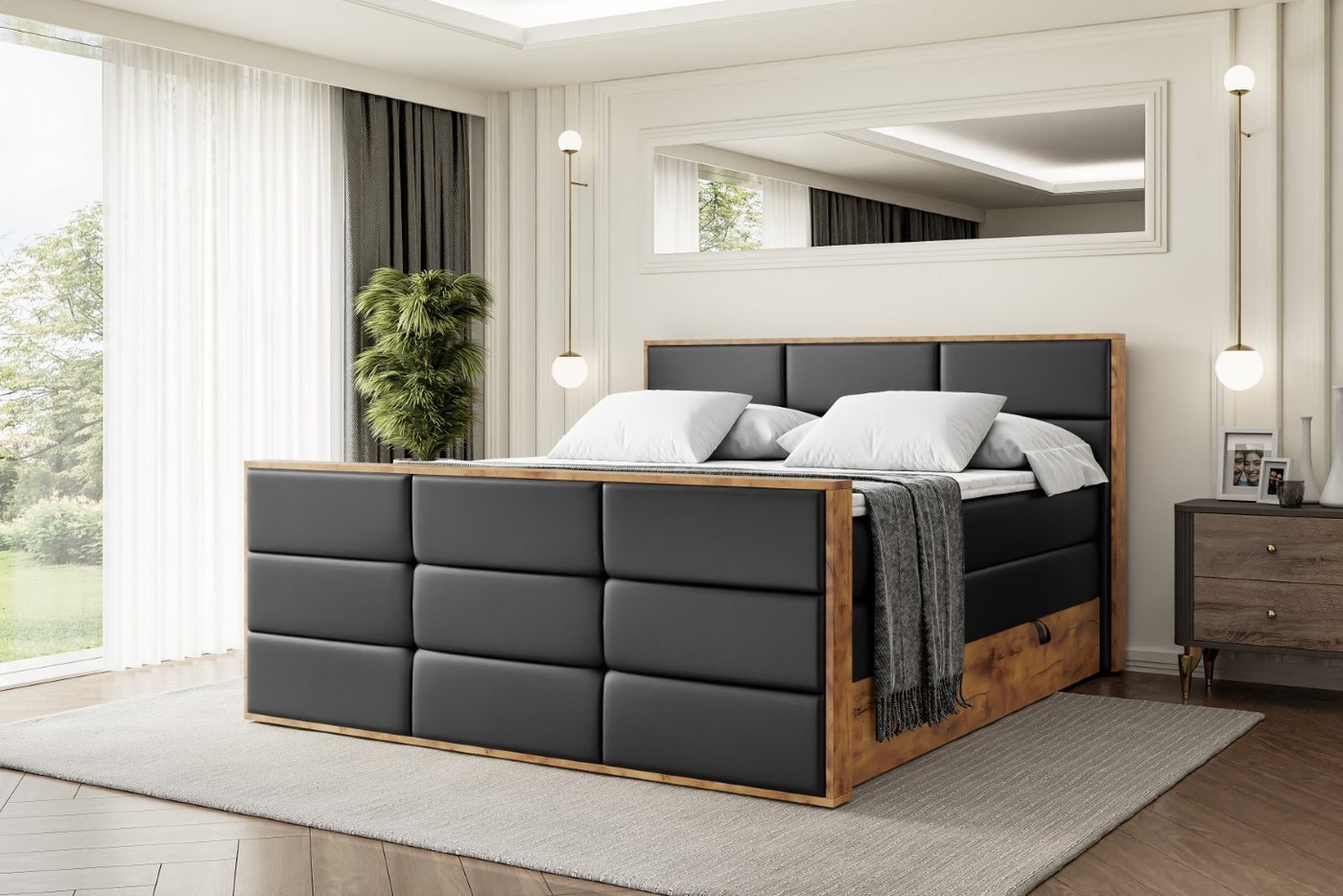 ALTDECOR Boxspringbett LOLLI1-Z KING (Multipocket-Matratze H4, H3 Matratze Bonellfederung, Topper, Kopfteil), Doppelbett mit Fußteil von ALTDECOR