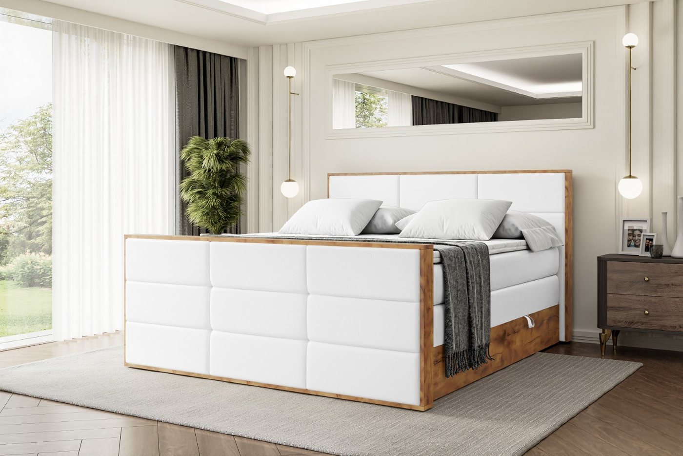 ALTDECOR Boxspringbett LOLLI1-Z KING (Multipocket-Matratze H4, H3 Matratze Bonellfederung, Topper, Kopfteil), Doppelbett mit Fußteil von ALTDECOR