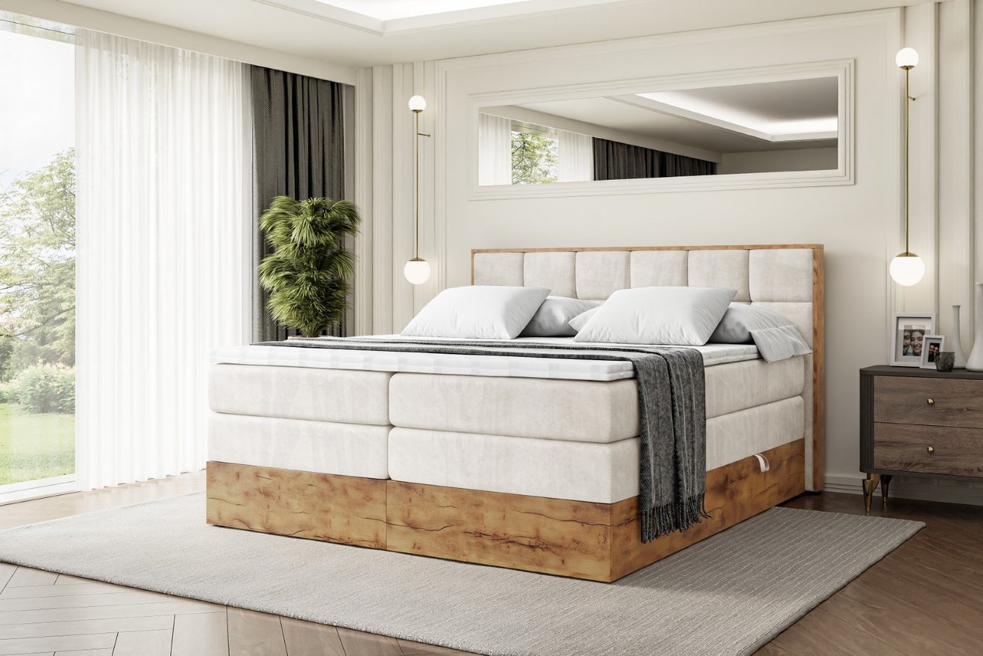 ALTDECOR Boxspringbett LOLLI2 KING (Multipocket-Matratze H4, H3 Matratze Bonellfederung, Topper, Kopfteil) von ALTDECOR