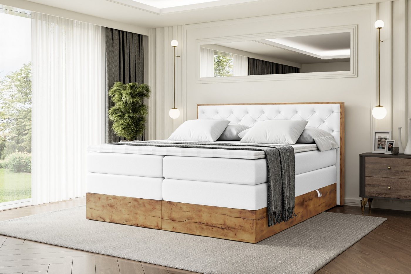 ALTDECOR Boxspringbett LOLLI3 KING (Multipocket-Matratze H4, H3 Matratze Bonellfederung, Topper, Kopfteil) von ALTDECOR