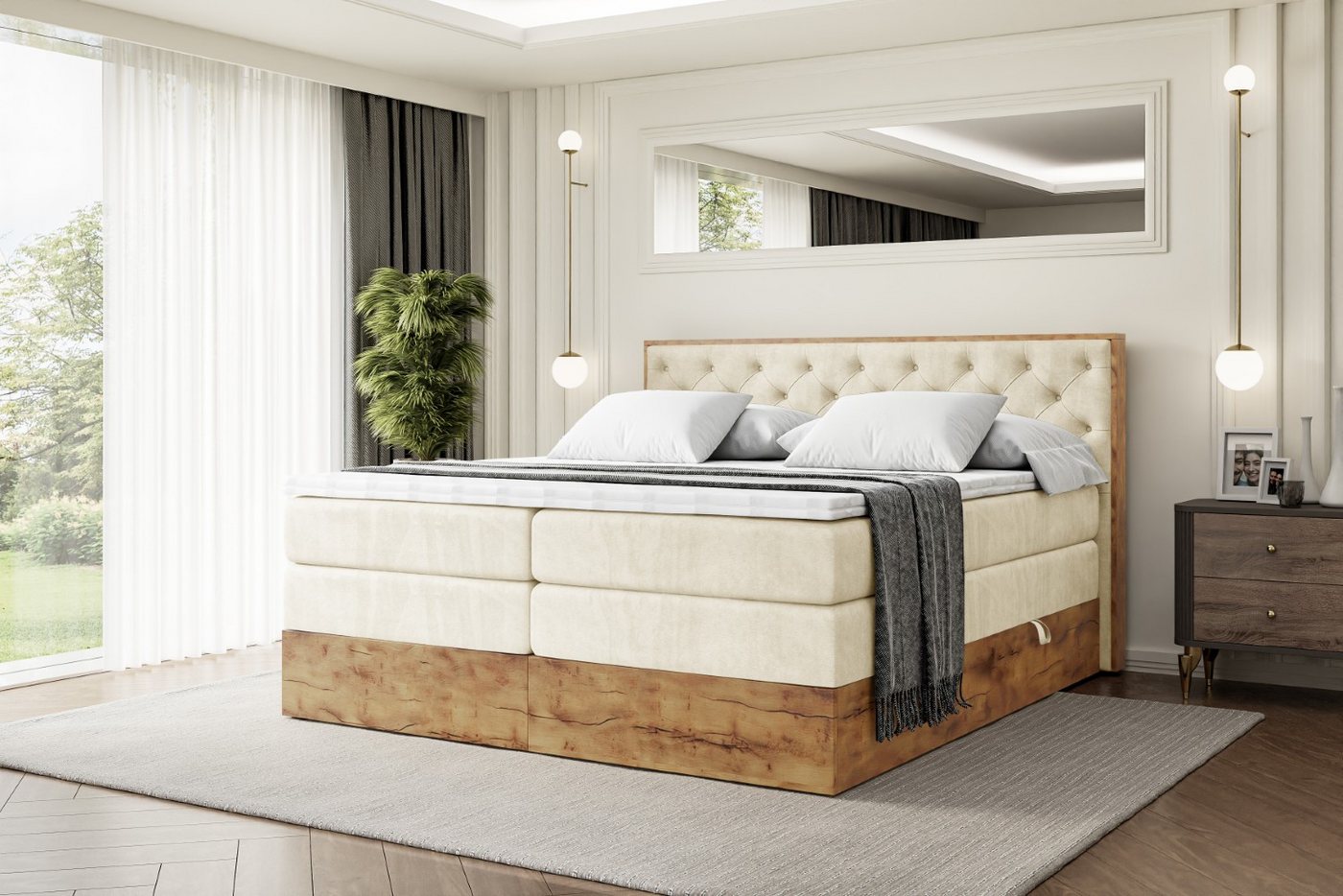 ALTDECOR Boxspringbett LOLLI3 KING (Multipocket-Matratze H4, H3 Matratze Bonellfederung, Topper, Kopfteil) von ALTDECOR