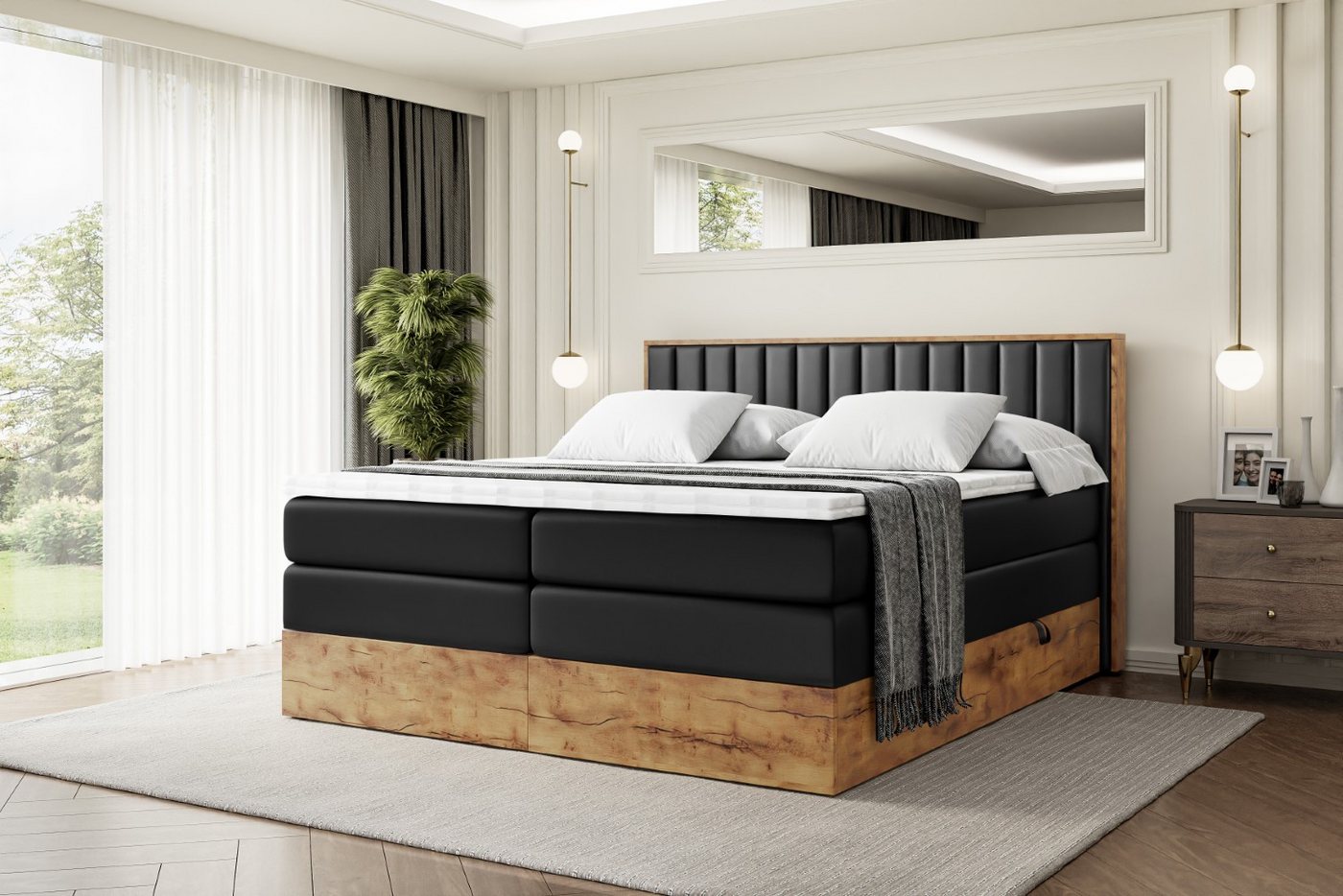 ALTDECOR Boxspringbett LOLLI4 KING (Multipocket-Matratze H4, H3 Matratze Bonellfederung, Topper, Kopfteil) von ALTDECOR