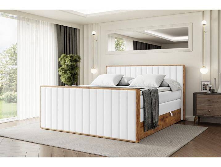 ALTDECOR Boxspringbett LOLLI4-Z KING (Multipocket-Matratze H4, H3 Matratze Bonellfederung, Topper, Kopfteil), Doppelbett mit Fußteil, weiß von ALTDECOR