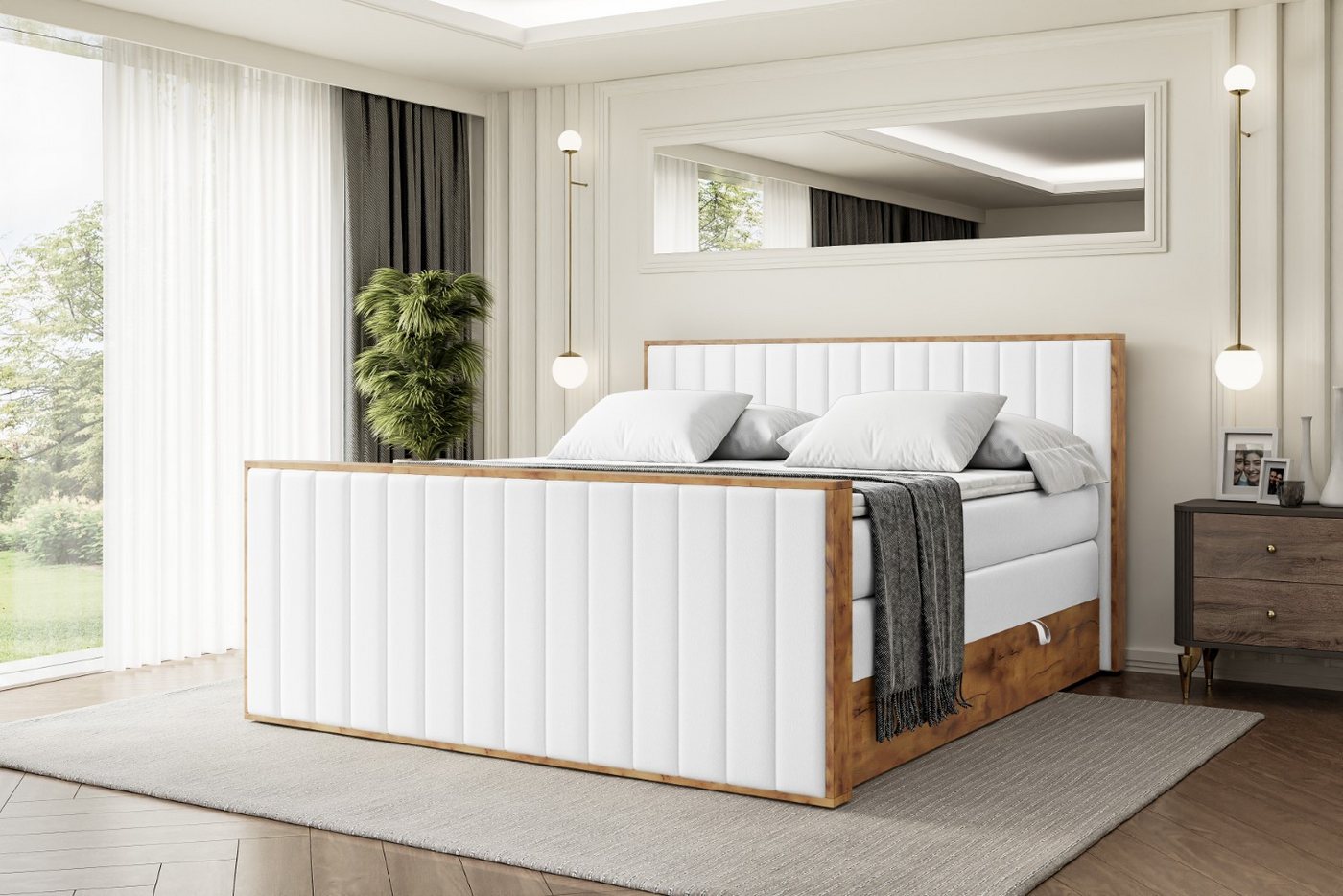 ALTDECOR Boxspringbett LOLLI4-Z KING (Multipocket-Matratze H4, H3 Matratze Bonellfederung, Topper, Kopfteil), Doppelbett mit Fußteil von ALTDECOR