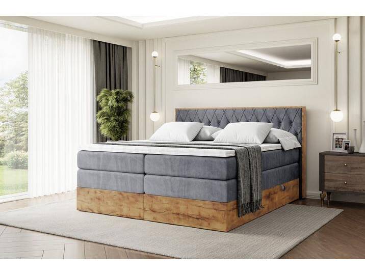 ALTDECOR Boxspringbett LOLLI5 KING (Multipocket-Matratze H4, H3 Matratze Bonellfederung, Topper, Kopfteil), grau, Dunkelgrau Casablanca von ALTDECOR