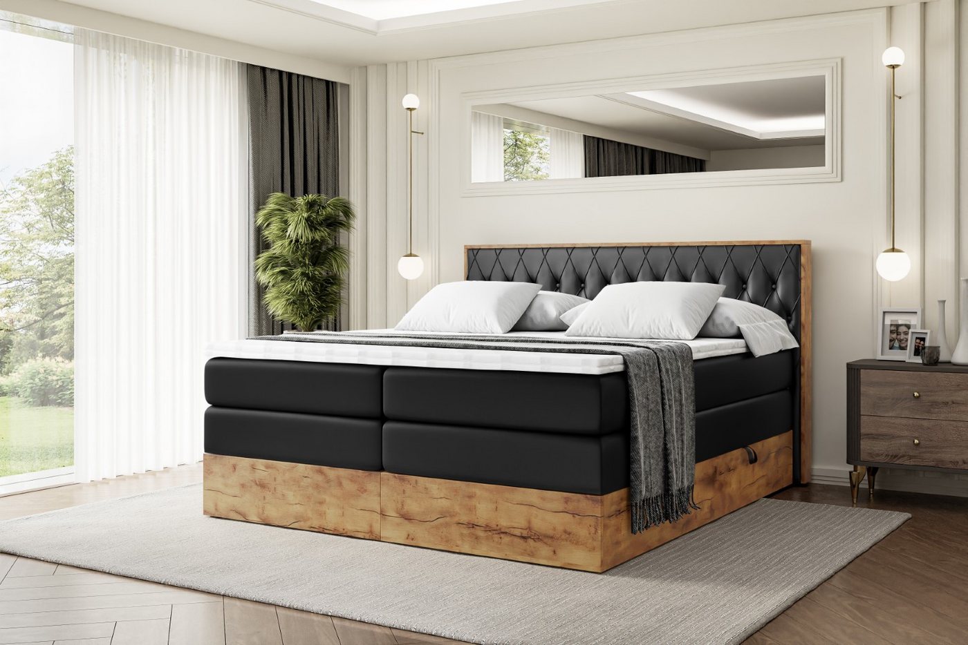 ALTDECOR Boxspringbett LOLLI5 KING (Multipocket-Matratze H4, H3 Matratze Bonellfederung, Topper, Kopfteil) von ALTDECOR