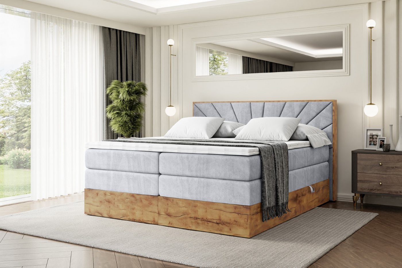 ALTDECOR Boxspringbett LOLLI6 KING (Multipocket-Matratze H4, H3 Matratze Bonellfederung, Topper, Kopfteil) von ALTDECOR
