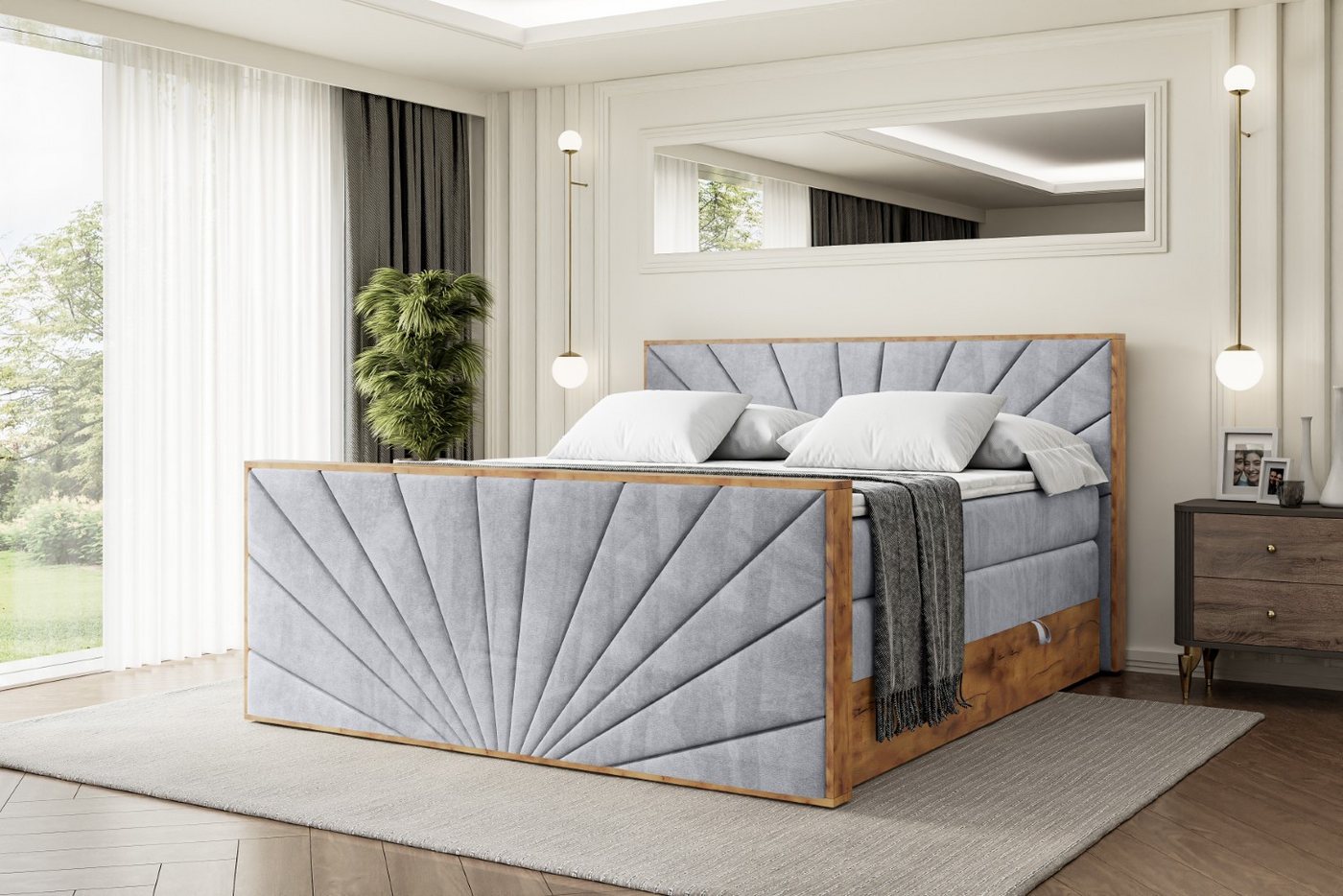 ALTDECOR Boxspringbett LOLLI6-Z KING (Multipocket-Matratze H4, H3 Matratze Bonellfederung, Topper, Kopfteil), Doppelbett mit Fußteil von ALTDECOR