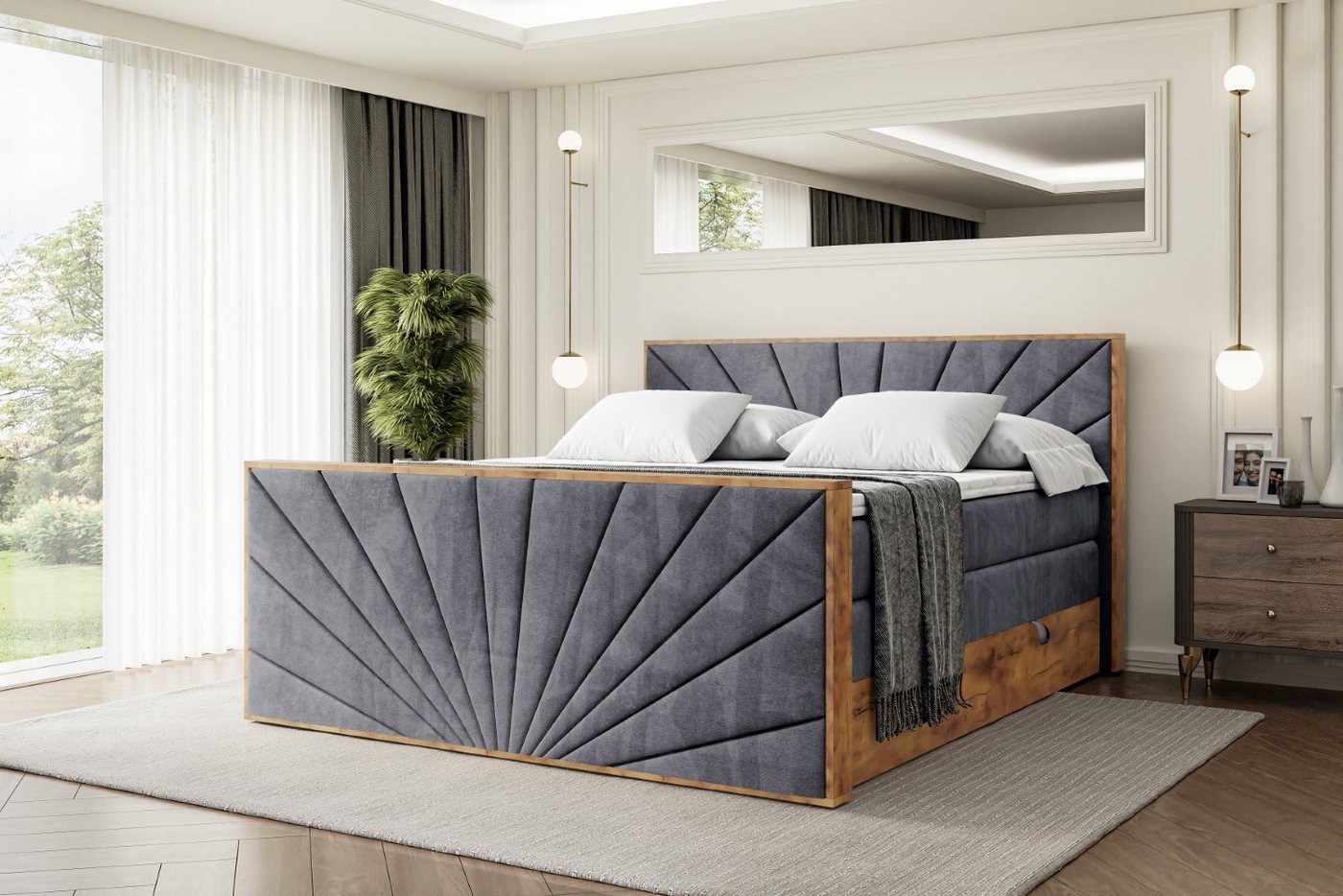 ALTDECOR Boxspringbett LOLLI6-Z KING (Multipocket-Matratze H4, H3 Matratze Bonellfederung, Topper, Kopfteil), Doppelbett mit Fußteil von ALTDECOR