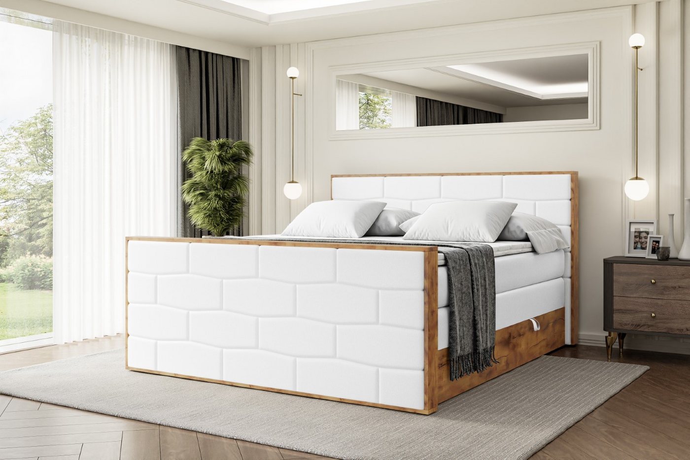 ALTDECOR Boxspringbett LOLLI8-Z KING (Multipocket-Matratze H4, H3 Matratze Bonellfederung, Topper, Kopfteil), Doppelbett mit Fußteil von ALTDECOR