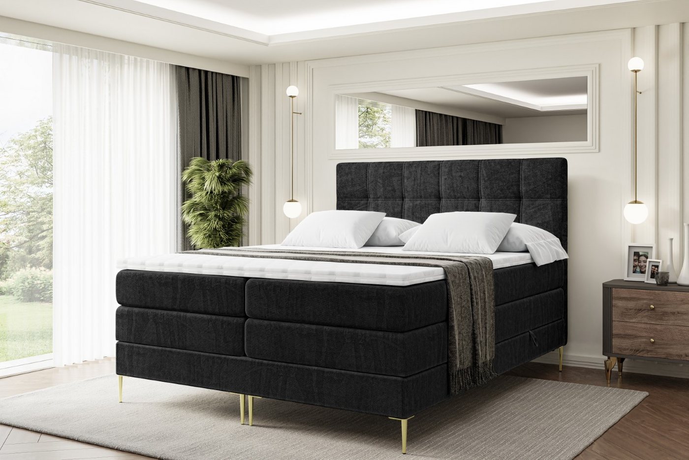 ALTDECOR Boxspringbett MARCE-F KING (Multipocket-Matratze H4, H3 Matratze Bonellfederung, Topper, Kopfteil) von ALTDECOR