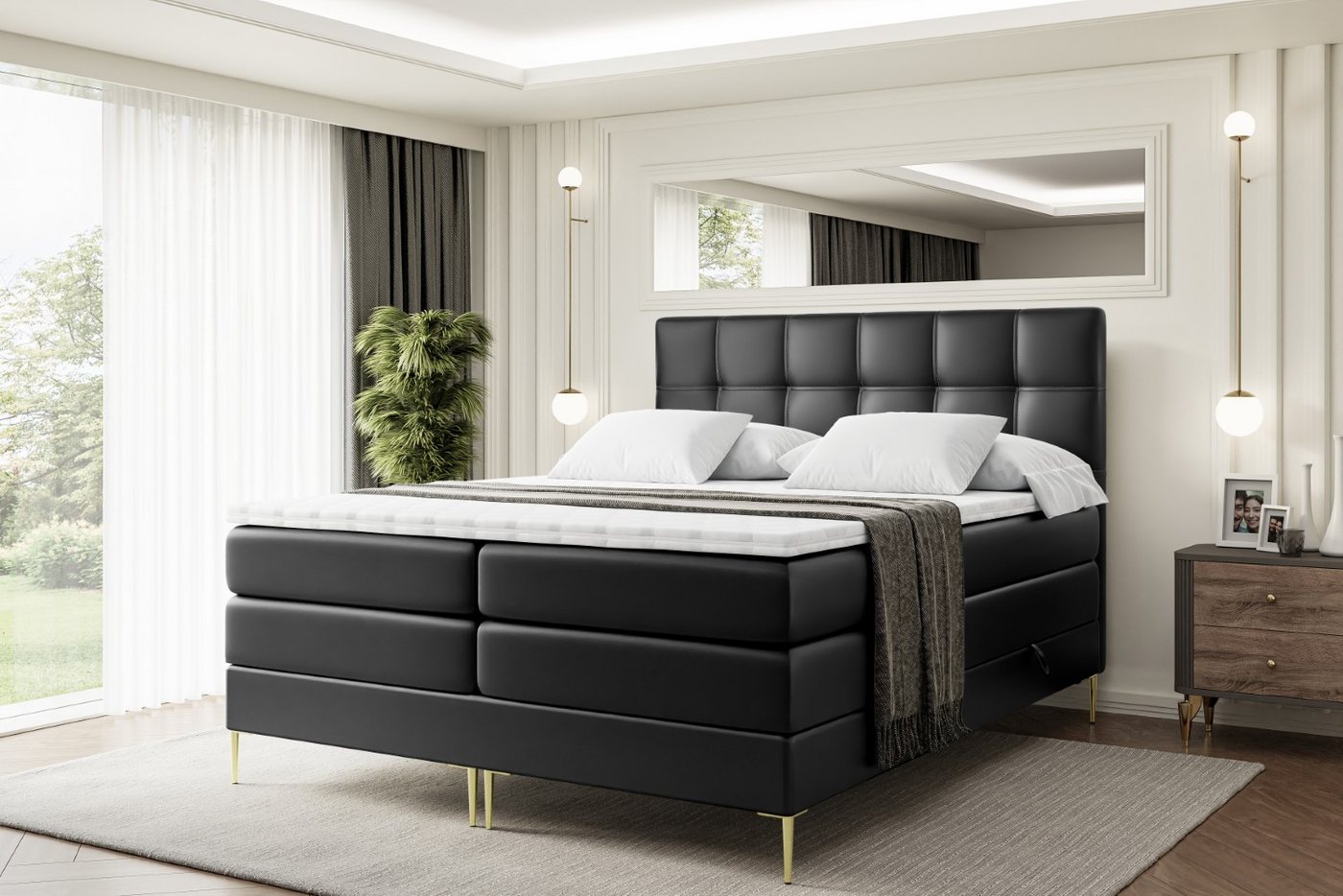 ALTDECOR Boxspringbett MARCE-F KING (Multipocket-Matratze H4, H3 Matratze Bonellfederung, Topper, Kopfteil) von ALTDECOR