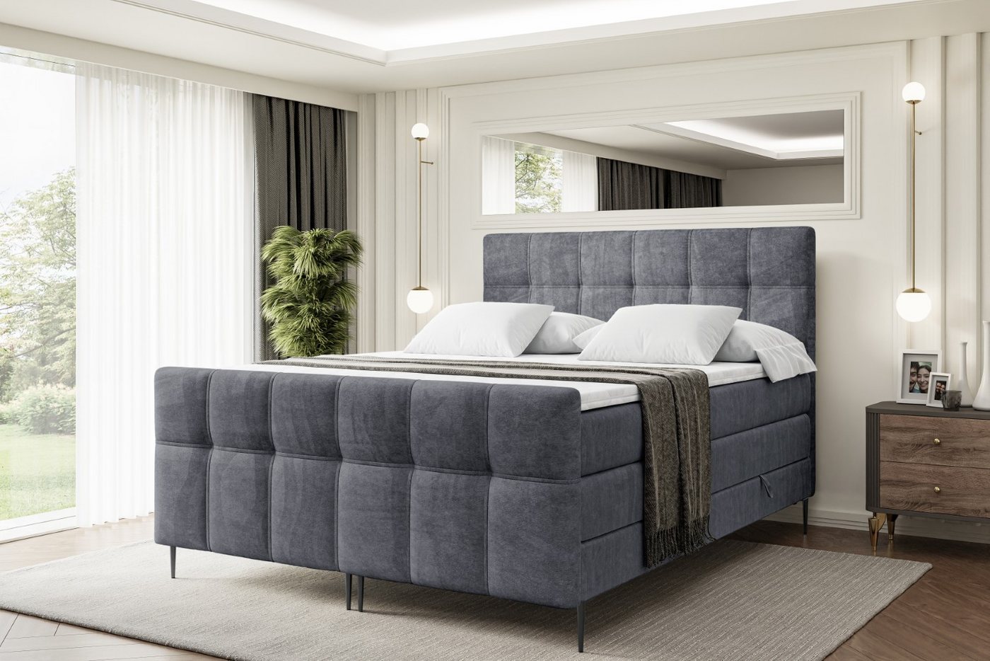 ALTDECOR Boxspringbett MARCE-F-Z KING (Multipocket-Matratze H4, H3 Matratze Bonellfederung, Topper, Kopfteil) von ALTDECOR