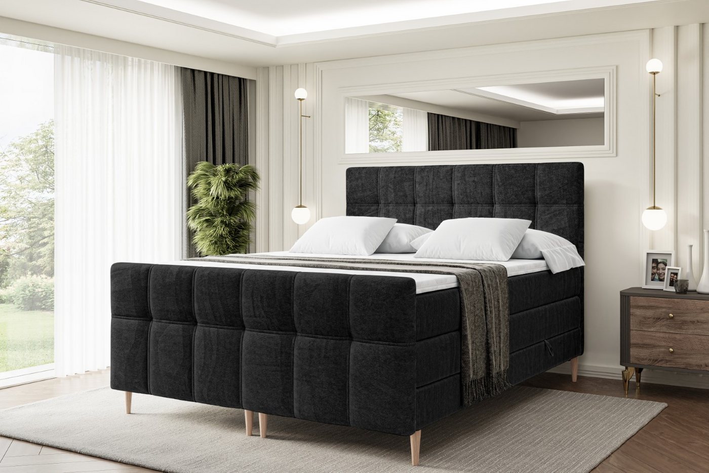 ALTDECOR Boxspringbett MARCE-F-Z KING (Multipocket-Matratze H4, H3 Matratze Bonellfederung, Topper, Kopfteil) von ALTDECOR