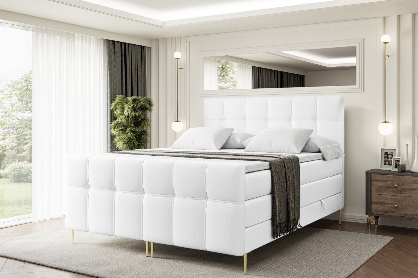 ALTDECOR Boxspringbett MARCE-F-Z KING (Multipocket-Matratze H4, H3 Matratze Bonellfederung, Topper, Kopfteil) von ALTDECOR
