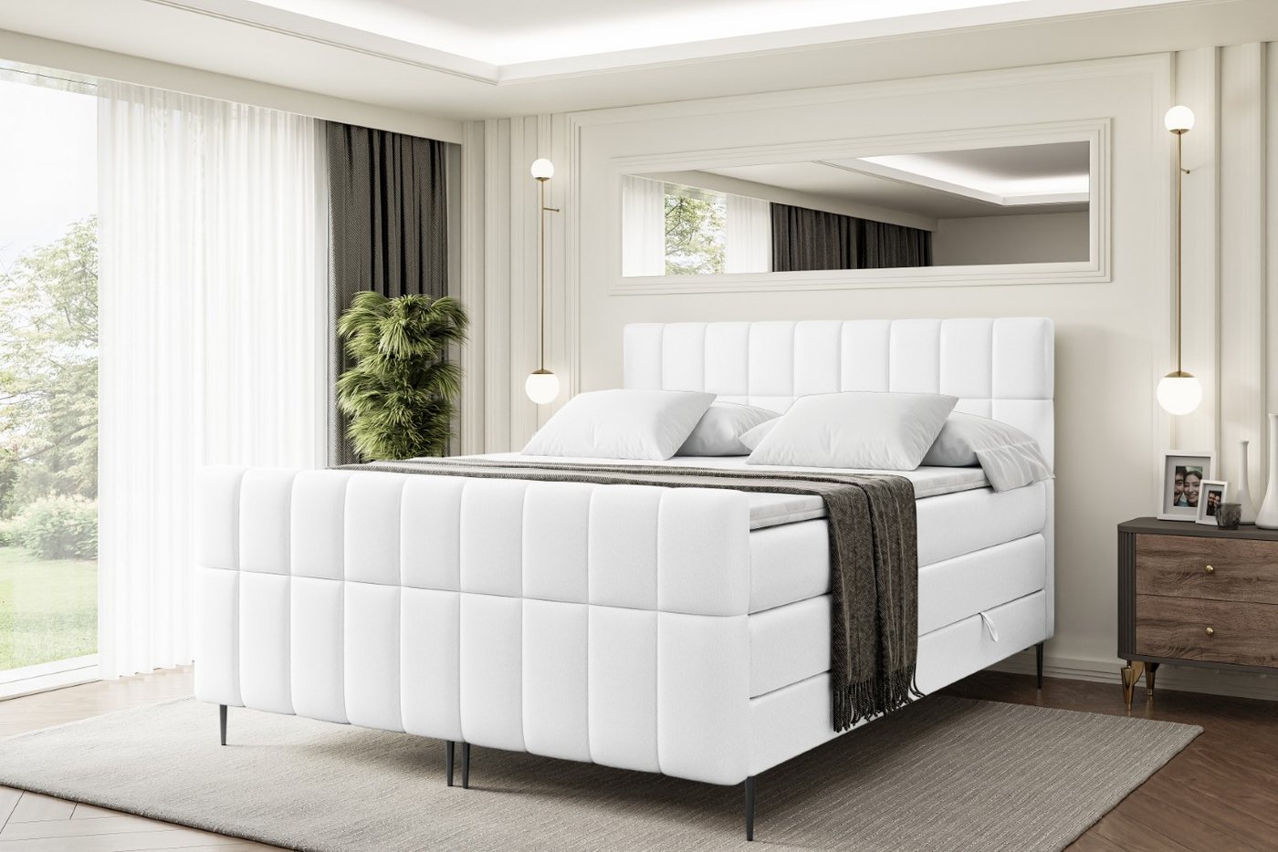 ALTDECOR Boxspringbett MIAMI-F-Z KING (Multipocket-Matratze H4, H3 Matratze Bonellfederung, Topper, Kopfteil) von ALTDECOR