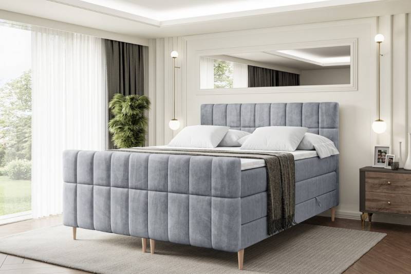 ALTDECOR Boxspringbett MIAMI-F-Z KING (Multipocket-Matratze H4, H3 Matratze Bonellfederung, Topper, Kopfteil) von ALTDECOR