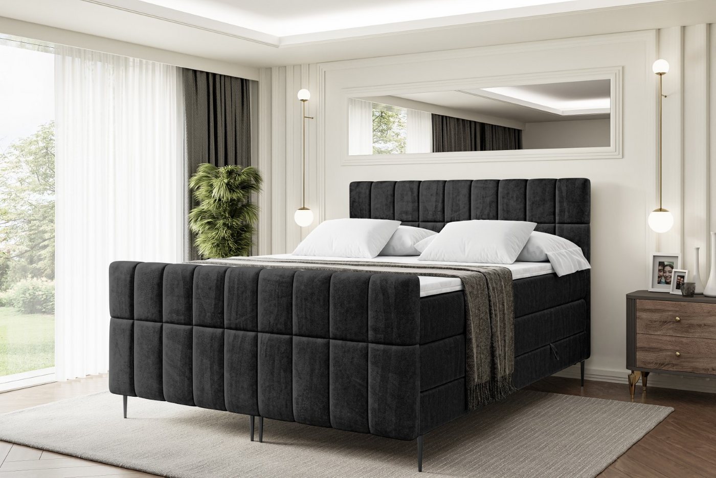 ALTDECOR Boxspringbett MIAMI-F-Z KING (Multipocket-Matratze H4, H3 Matratze Bonellfederung, Topper, Kopfteil) von ALTDECOR
