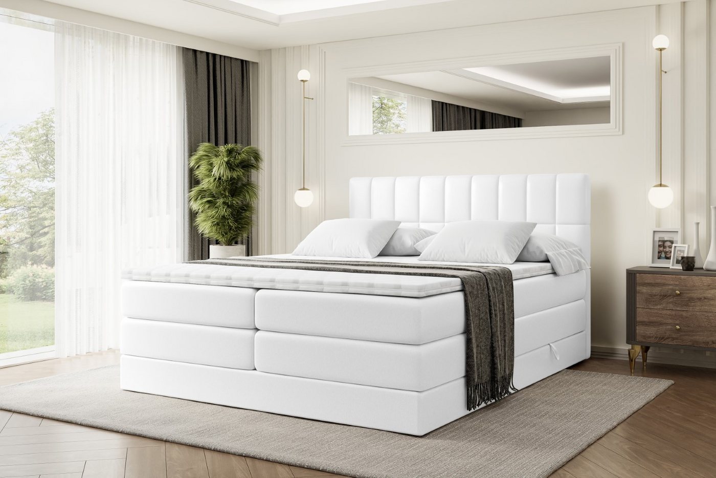 ALTDECOR Boxspringbett MIAMI KING (Multipocket-Matratze H4 und H3 Matratze Bonellfederung Topper Kopfteil) von ALTDECOR