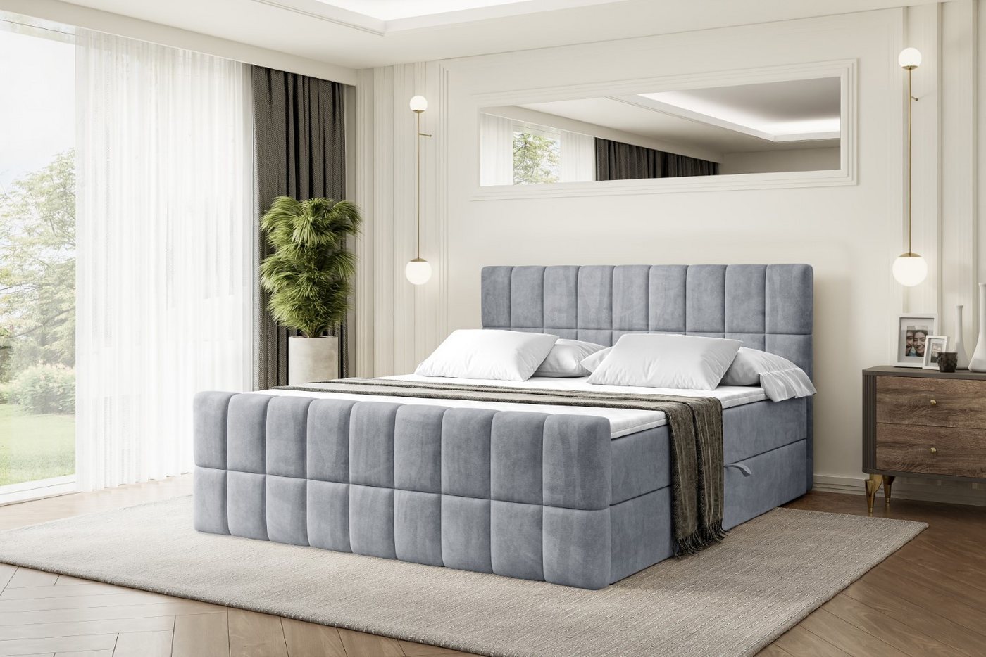 ALTDECOR Boxspringbett MIAMI-Z (Multipocket-Matratze H4, H3 Matratze Bonellfederung, Topper, Kopfteil) von ALTDECOR