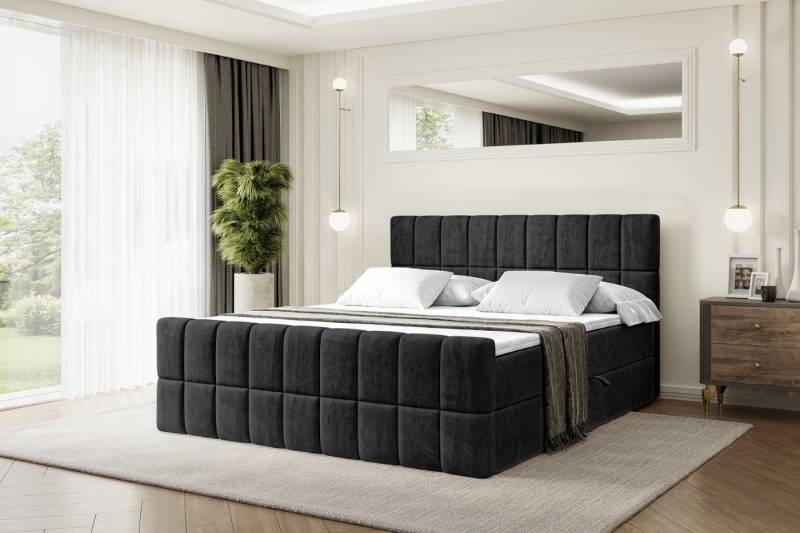 ALTDECOR Boxbett MIAMI-Z (Multipocket-Matratze H4, H3 Matratze Bonellfederung, Topper, Kopfteil), Doppelbett mit Fußteil von ALTDECOR