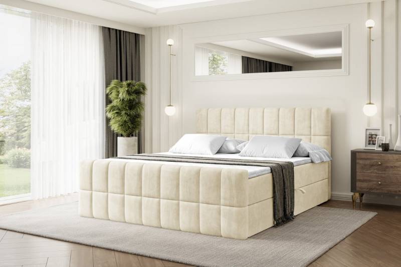 ALTDECOR Boxbett MIAMI-Z (Multipocket-Matratze H4, H3 Matratze Bonellfederung, Topper, Kopfteil), Doppelbett mit Fußteil von ALTDECOR