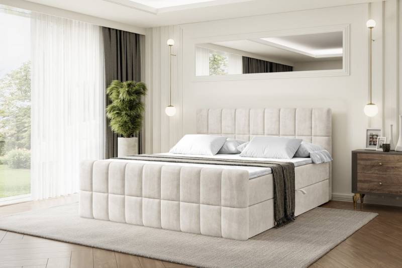 ALTDECOR Boxbett MIAMI-Z (Multipocket-Matratze H4, H3 Matratze Bonellfederung, Topper, Kopfteil), Doppelbett mit Fußteil von ALTDECOR