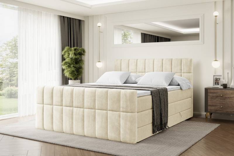 ALTDECOR Boxspringbett MIAMI-Z KING (Multipocket-Matratze H4, H3 Matratze Bonellfederung, Topper, Kopfteil), Doppelbett mit Fußteil von ALTDECOR