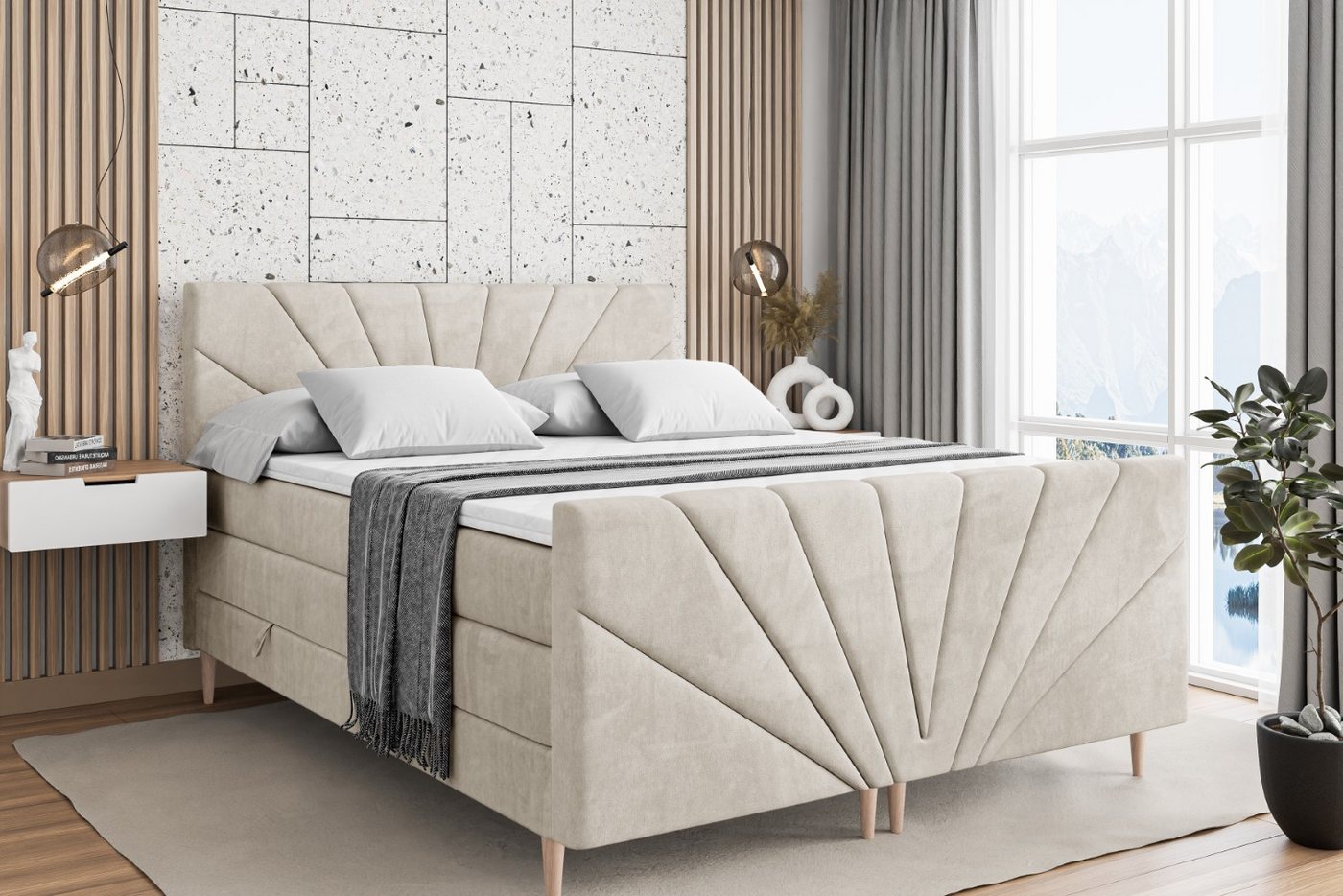 ALTDECOR Boxspringbett MILTIO-F-Z KING (Multipocket-Matratze H4, H3 Matratze Bonellfederung, Topper, Kopfteil) von ALTDECOR