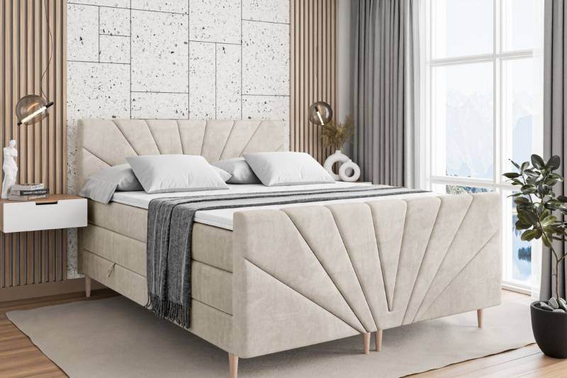 ALTDECOR Boxspringbett MILTIO-F-Z KING (Multipocket-Matratze H4, H3 Matratze Bonellfederung, Topper, Kopfteil) von ALTDECOR