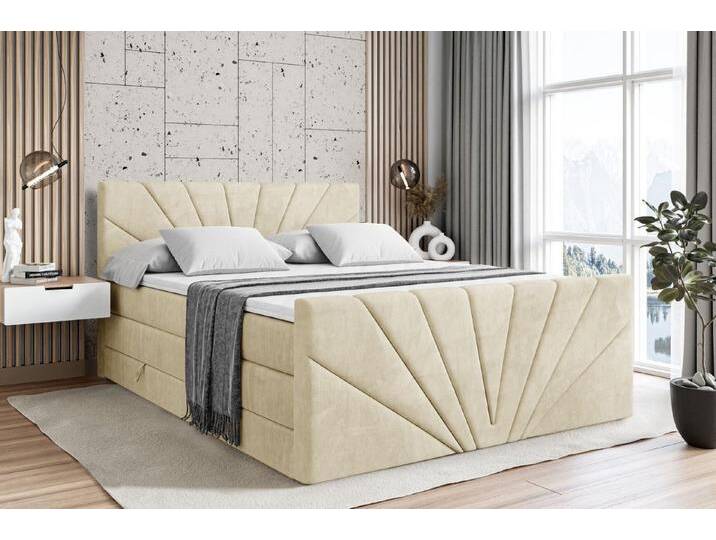 ALTDECOR Boxspringbett MILTIO-Z KING (Multipocket-Matratze H4, H3 Matratze Bonellfederung, Topper, Kopfteil), Doppelbett mit Fußteil, beige braun von ALTDECOR