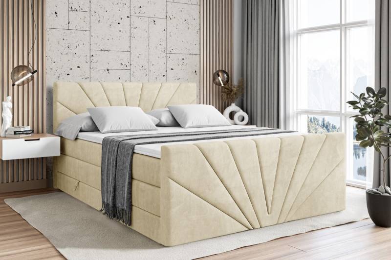 ALTDECOR Boxspringbett MILTIO-Z KING (Multipocket-Matratze H4, H3 Matratze Bonellfederung, Topper, Kopfteil), Doppelbett mit Fußteil von ALTDECOR