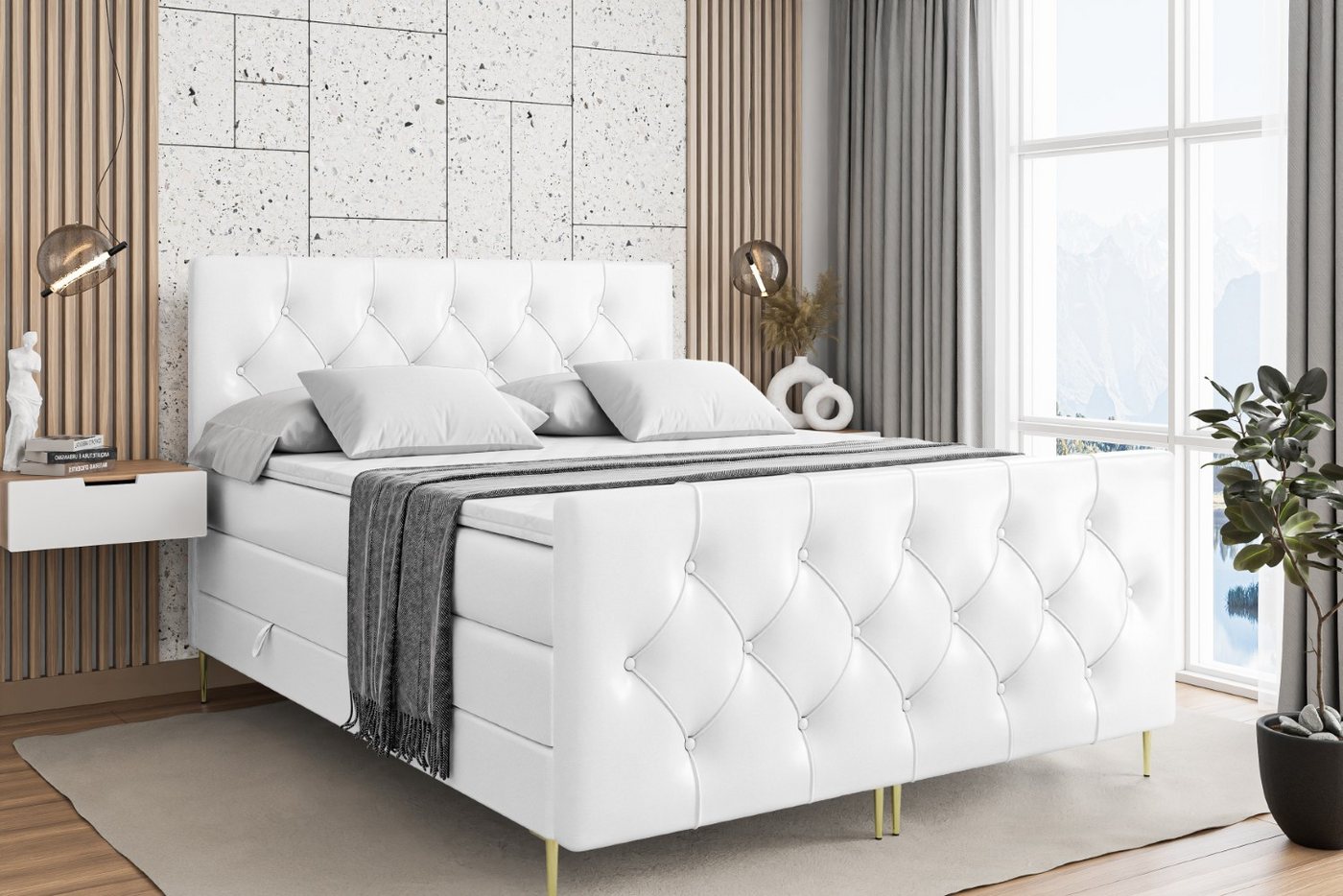 ALTDECOR Boxspringbett MIRAGE-F-Z KING (Multipocket-Matratze H4, H3 Matratze Bonellfederung, Topper, Kopfteil) von ALTDECOR