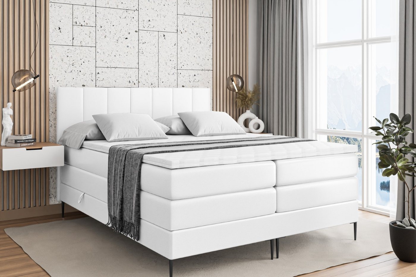 ALTDECOR Boxspringbett MOETI-F KING (Multipocket-Matratze H4, H3 Matratze Bonellfederung, Topper, Kopfteil) von ALTDECOR
