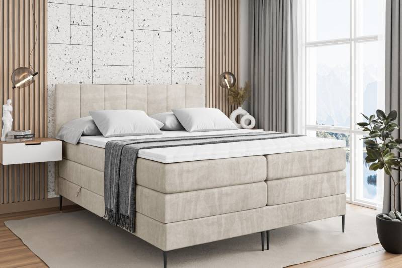 ALTDECOR Boxspringbett MOETI-F KING (Multipocket-Matratze H4, H3 Matratze Bonellfederung, Topper, Kopfteil) von ALTDECOR