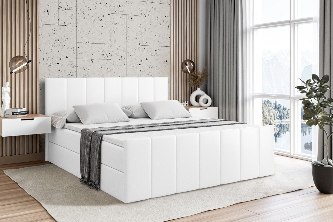 ALTDECOR Boxbett MOETI-Z (Multipocket-Matratze H4, H3 Matratze Bonellfederung, Topper, Kopfteil), Doppelbett mit Fußteil von ALTDECOR
