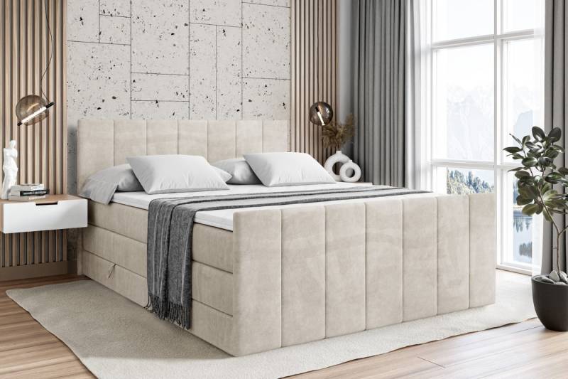 ALTDECOR Boxspringbett MOETI-Z KING (Multipocket-Matratze H4, H3 Matratze Bonellfederung, Topper, Kopfteil), Doppelbett mit Fußteil von ALTDECOR
