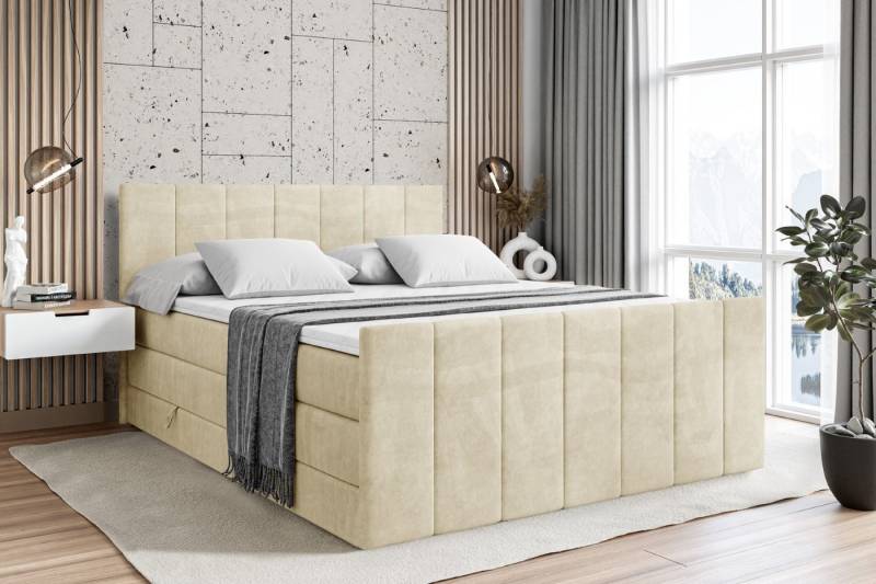 ALTDECOR Boxspringbett MOETI-Z KING (Multipocket-Matratze H4, H3 Matratze Bonellfederung, Topper, Kopfteil), Doppelbett mit Fußteil von ALTDECOR