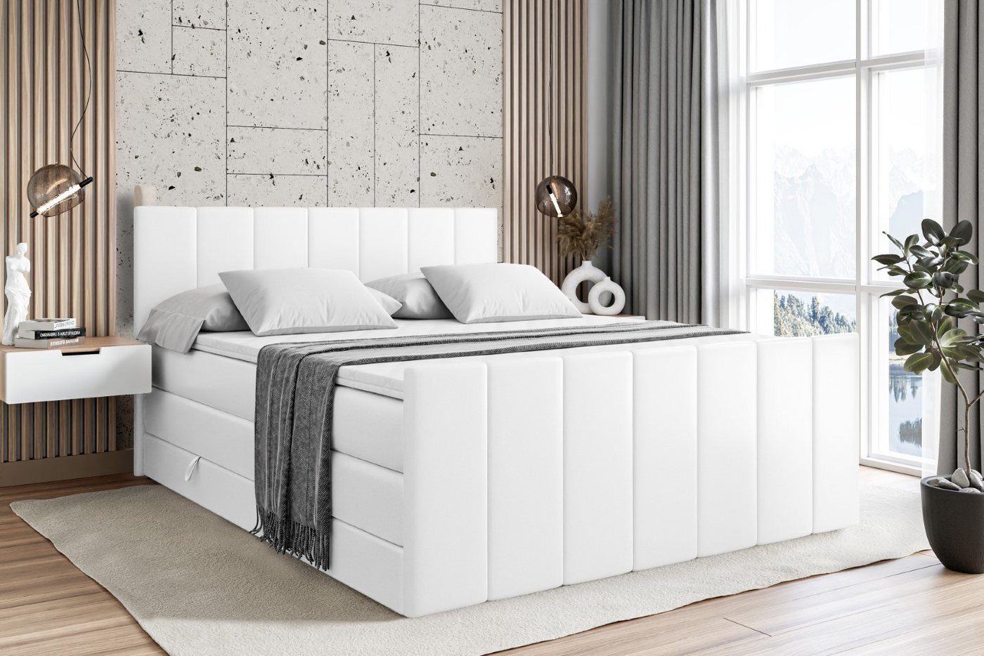 ALTDECOR Boxspringbett MOETI-Z KING (Multipocket-Matratze H4, H3 Matratze Bonellfederung, Topper, Kopfteil), Doppelbett mit Fußteil von ALTDECOR